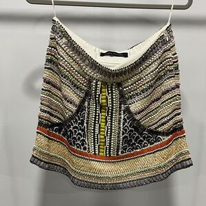 Zara Beaded Embellished Mini Skirt - Multicolor Stripe